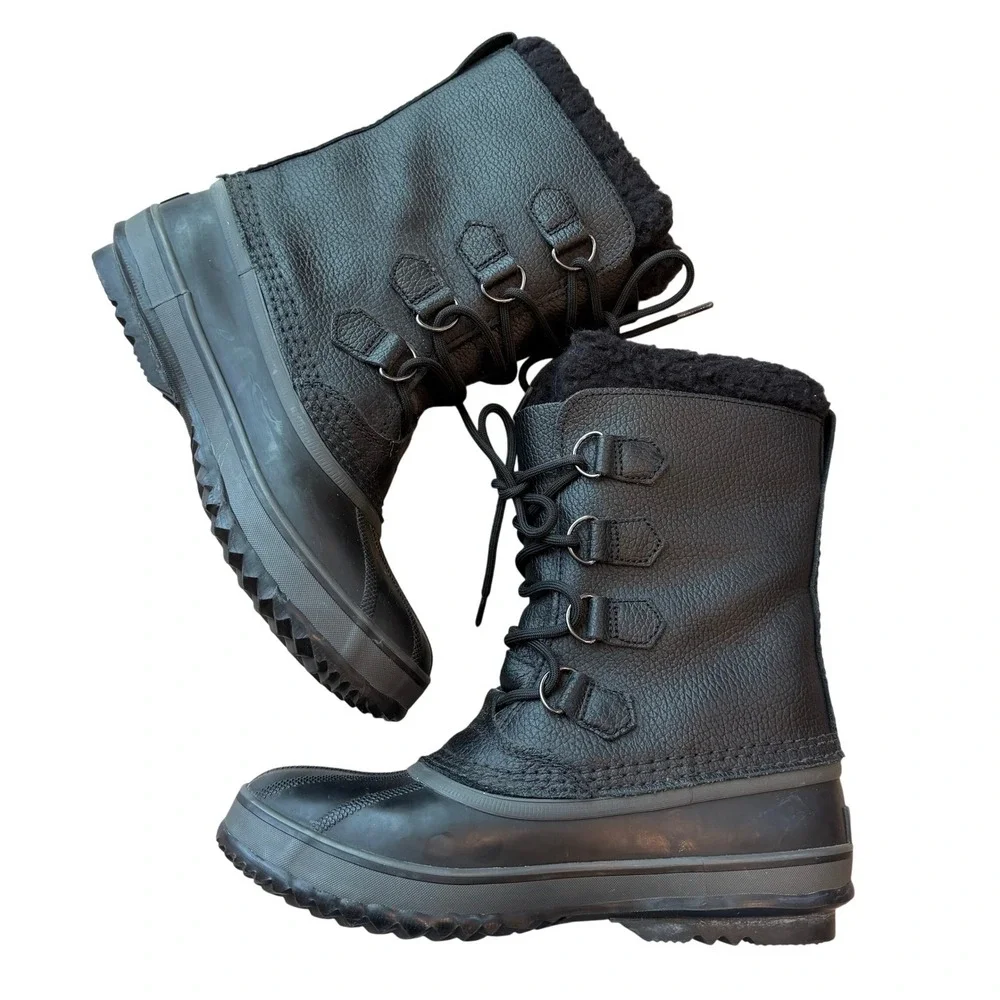 Sorel Mens 1964 Pac T Waterproof Winter Snow Boots Black Leather NM1439-010 Sz 9